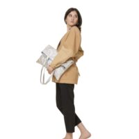 SHOPPER STROPICCIO – borsa in pelle stropicciata colore argento - Image 4