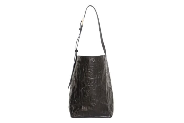 CUBOTTO STROPICCIO – borsa in pelle stropicciata colore nero - immagine 5