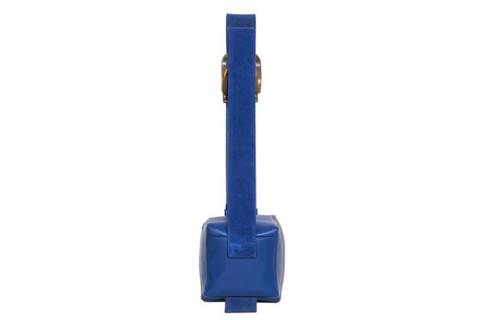 BOX BAG - borsa scatoletta in pelle colore bluette - immagine 5